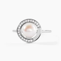 Bague Lenka Argent Blanc Perle De Culture Et Oxyde De Zirconium