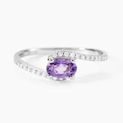 Bague Loriane Or Blanc Amethyste Et Oxyde De Zirconium