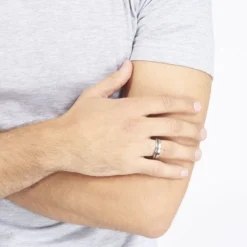 Bague Madine Acier Blanc Diamant
