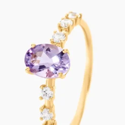 Bague Mahendra Or Jaune Améthyste Oxyde De Zirconium