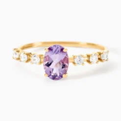 Bague Mahendra Or Jaune Améthyste Oxyde De Zirconium