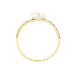 Bague Maria-francoise Or Jaune Perle De Culture Et Oxyde De Zirconium