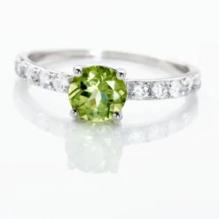 Bague Or Blanc Monroe Péridot Oxydes De Zirconium