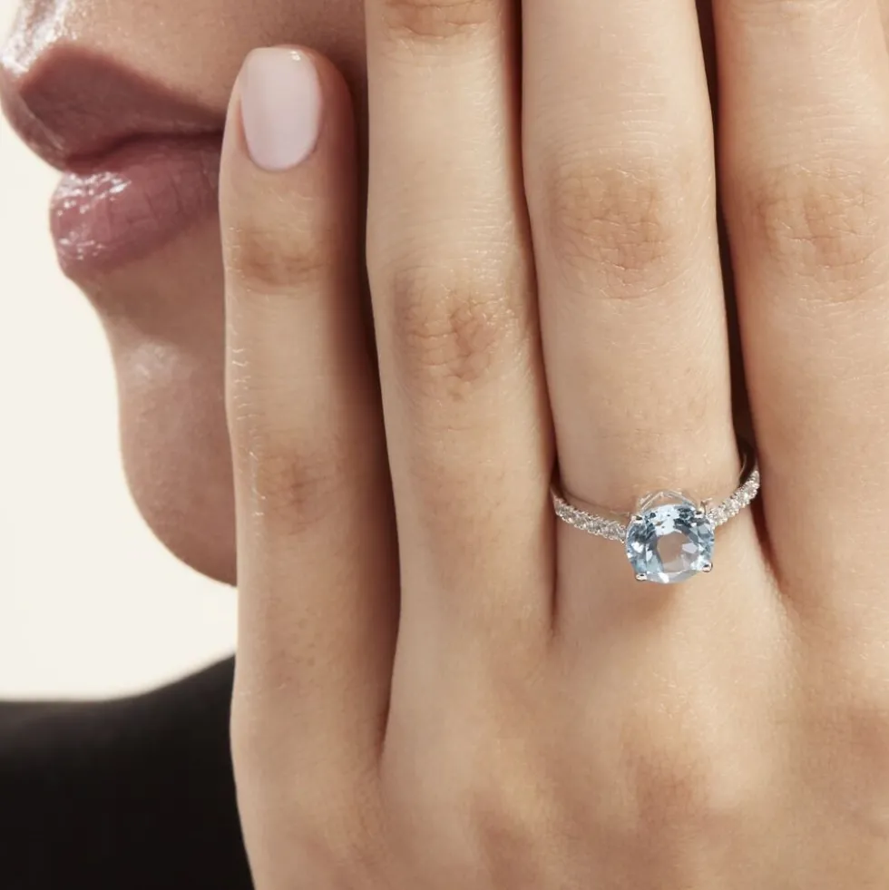 Bague Or Blanc Terese Topaze Oxydes De Zirconium
