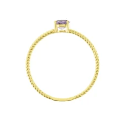 Bague Or Jaune Demi Amethyste