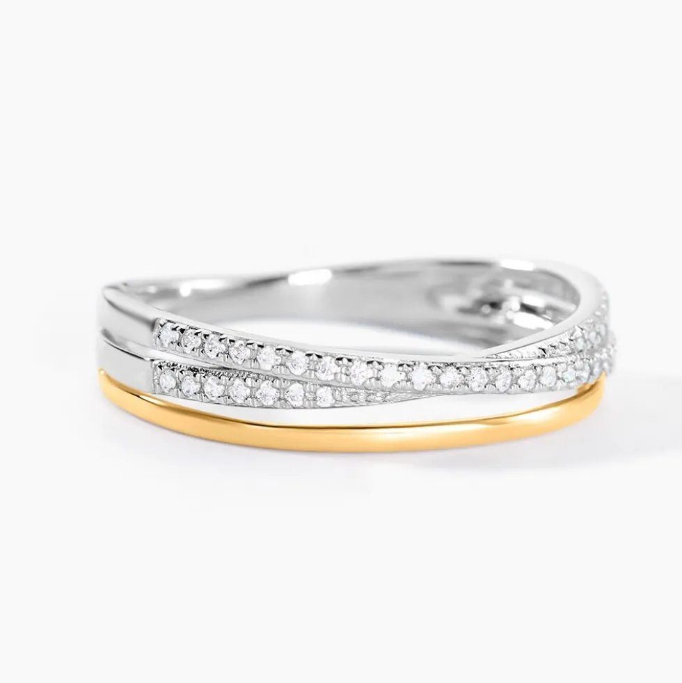 Bague Or Jaune et Argent Blanc Oxyde De Zirconium