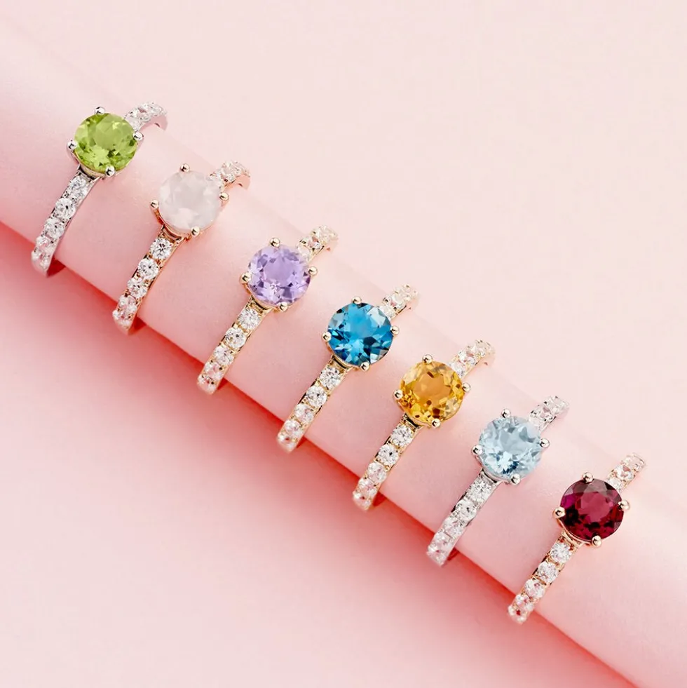 Bague Or Rose Monroe Rhodolite Oxydes De Zirconium