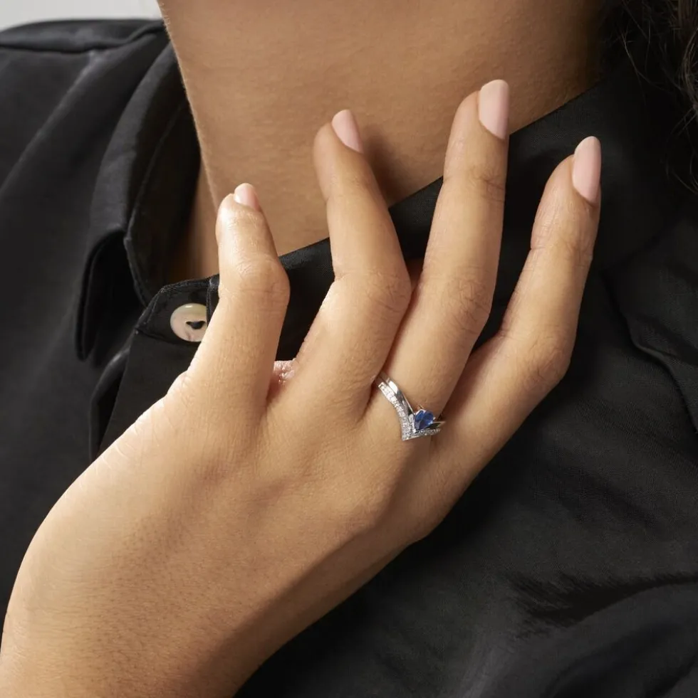 Bague Pasqualina Or Blanc Saphir Et Diamant