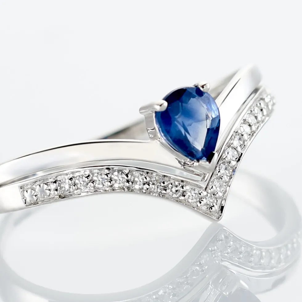 Bague Pasqualina Or Blanc Saphir Et Diamant