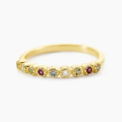 Bague Poem Argent Jaune Oxyde De Zirconium Péridot Rhodolite