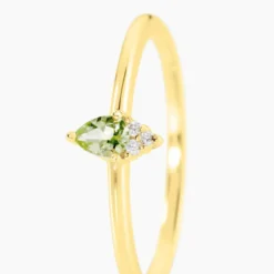 Bague Poem Argent Jaune Péridot Oxyde De Zirconium