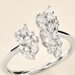 Bague Précieux Flocon Argent Blanc Oxyde De Zirconium
