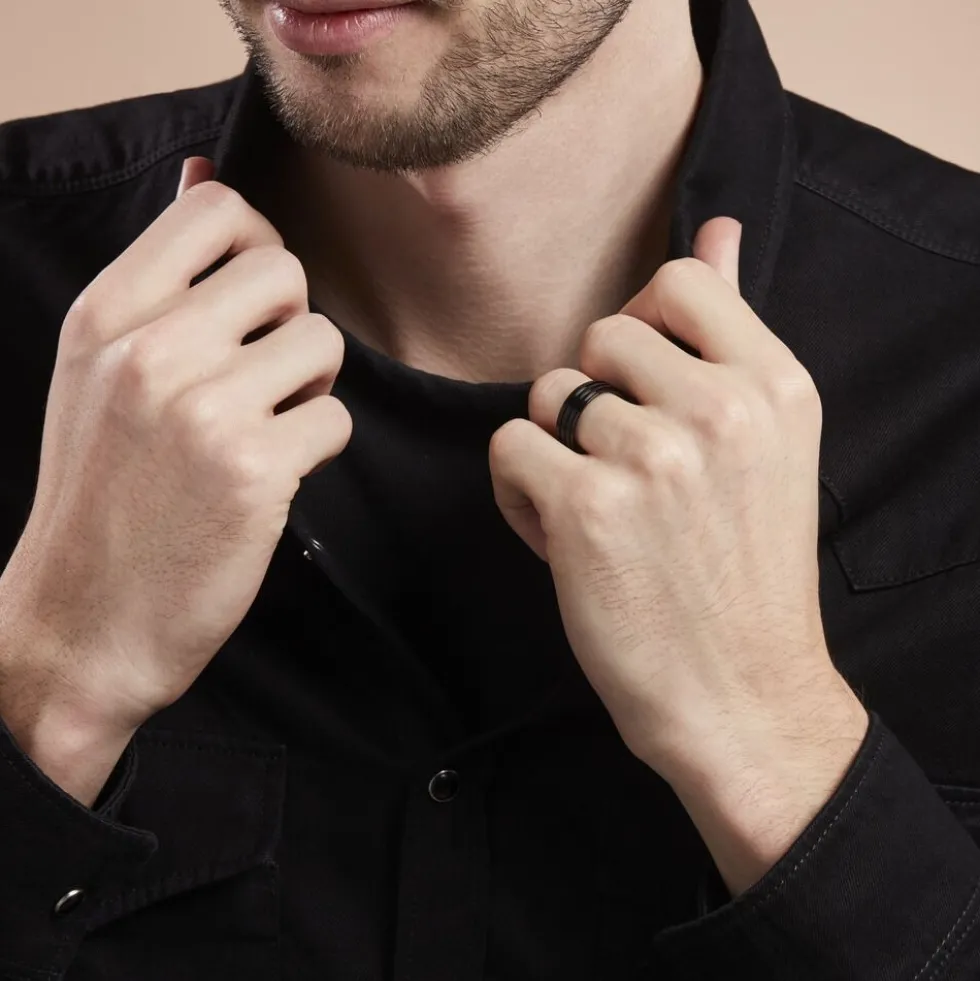 Bague Rico Acier Noir