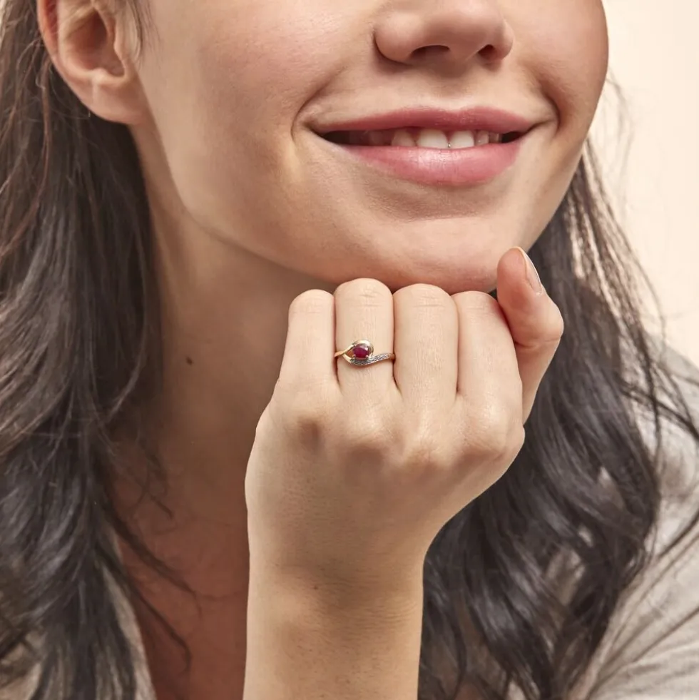Bague Sagesse Or Jaune Rubis Et Diamant