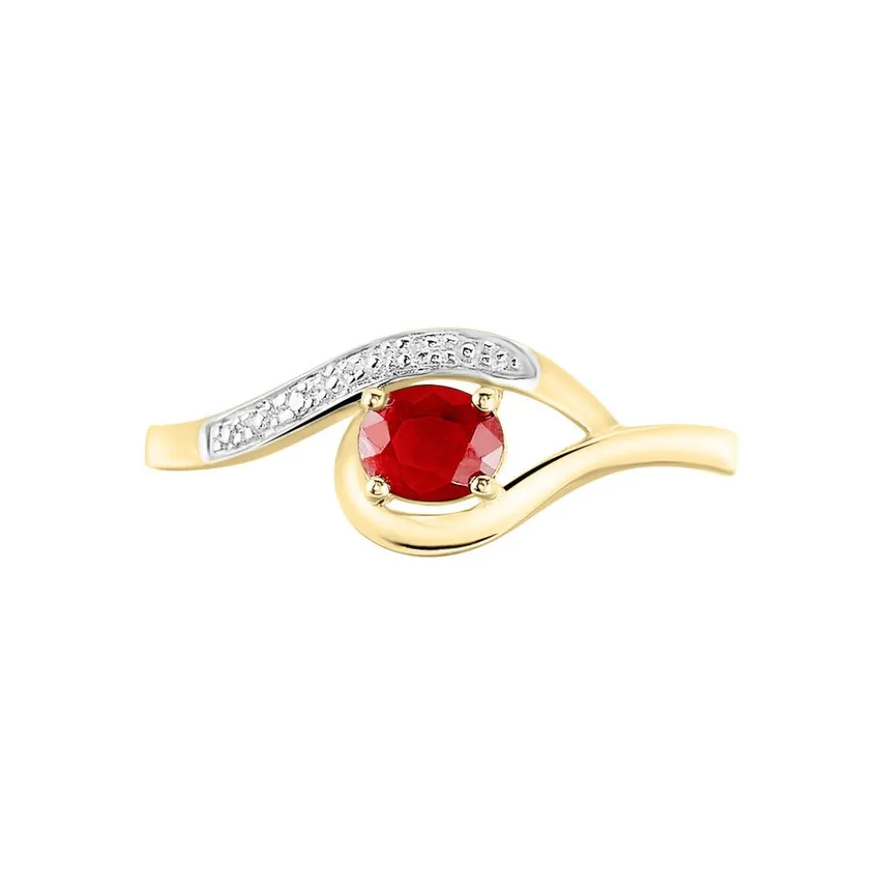 Bague Sagesse Or Jaune Rubis Et Diamant