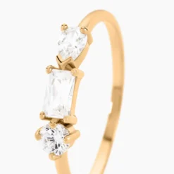 Bague Scintillante Plaque Or Jaune Oxyde De Zirconium