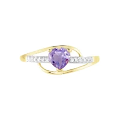Bague Silucia Or Jaune Amethyste Et Oxyde De Zirconium