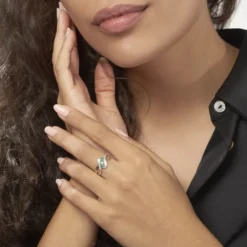 Bague Simma Or Jaune Diamant Et Emeraude
