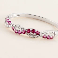 Bague Sofia Or Blanc Rubis Et Diamant