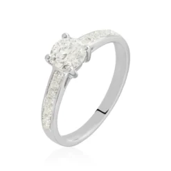 Bague Solitaire Accompagné Aramis Or Blanc Diamant Synthétique