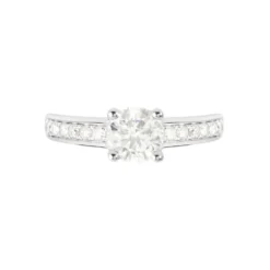 Bague Solitaire Accompagné Aramis Or Blanc Diamant Synthétique