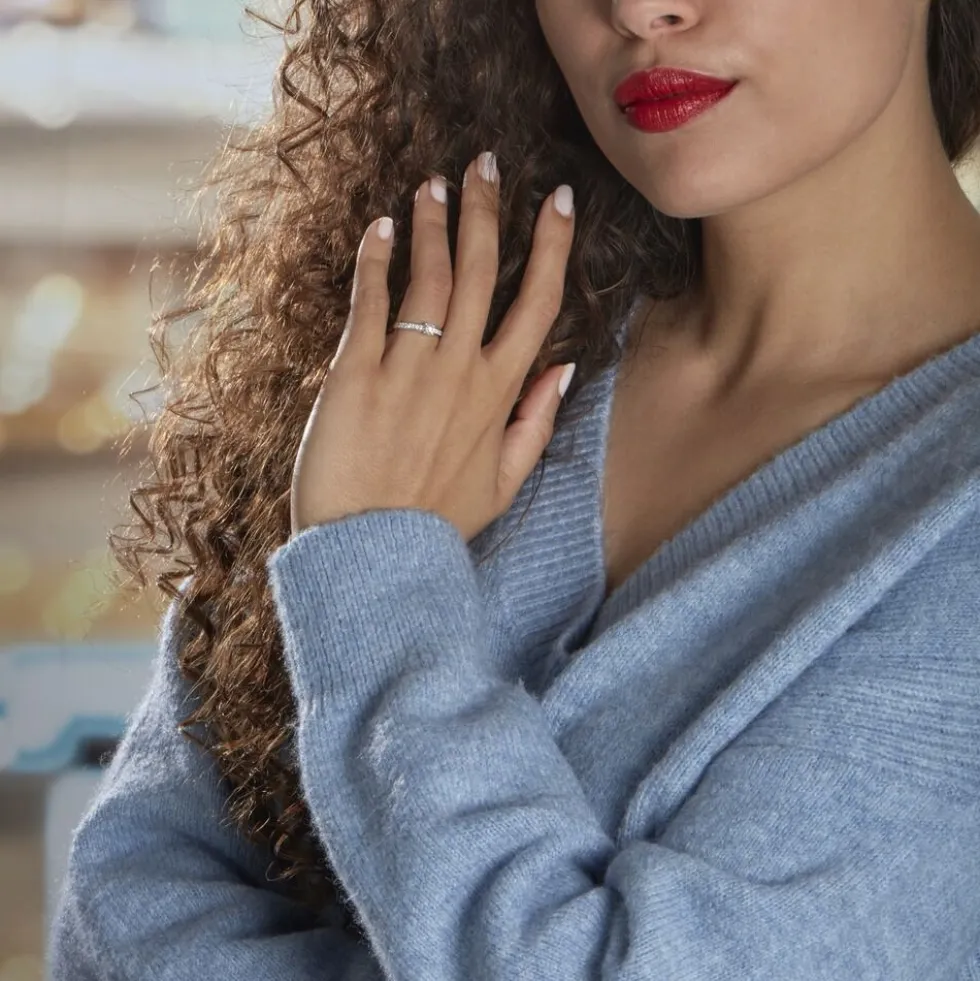 Bague Solitaire Accompagné Aramis Or Blanc Diamant Synthétique