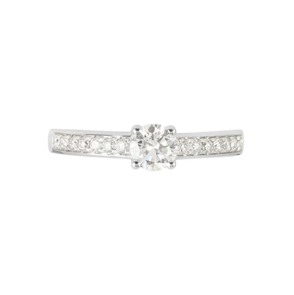 Bague Solitaire Accompagné Aramis Or Blanc Diamant Synthétique