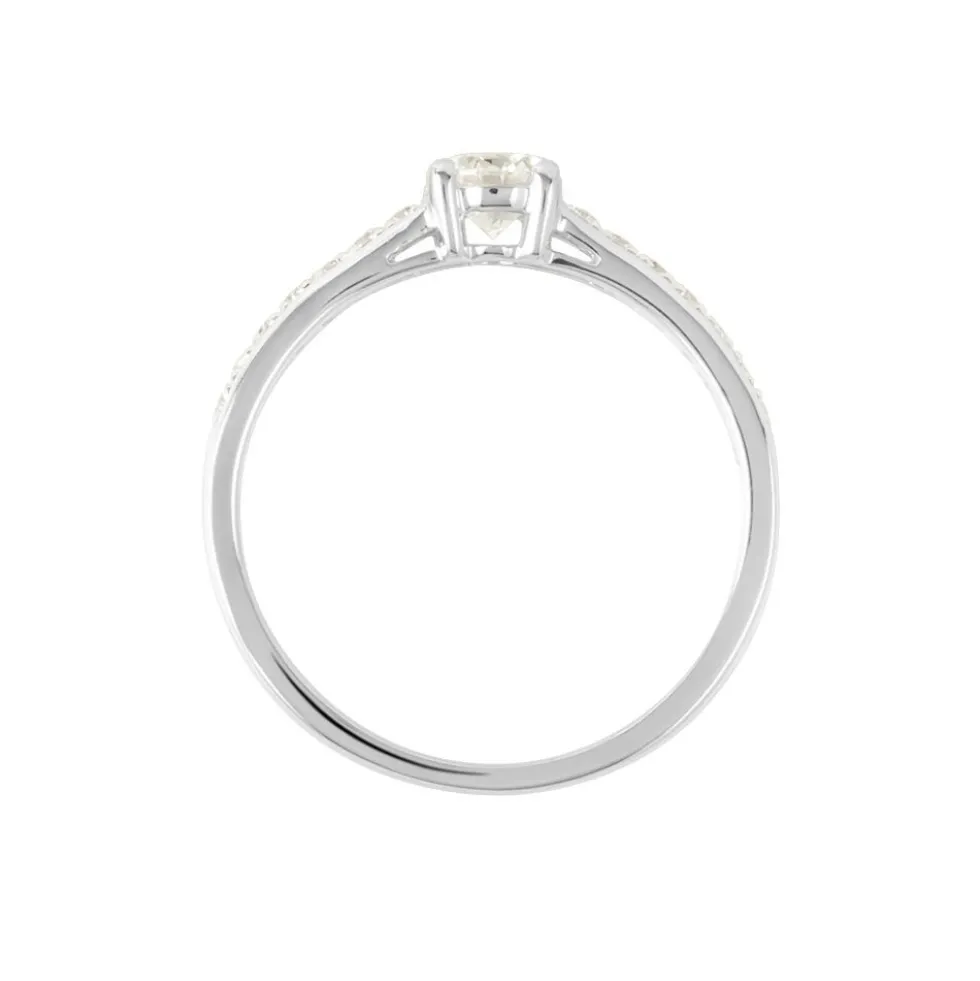 Bague Solitaire Accompagné Aramis Or Blanc Diamant Synthétique