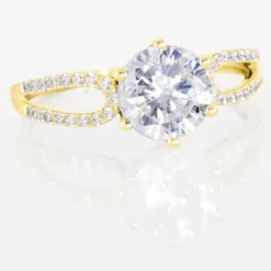 Bague Solitaire Alexendra Or Jaune Oxyde De Zirconium