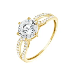Bague Solitaire Alexendra Or Jaune Oxyde De Zirconium