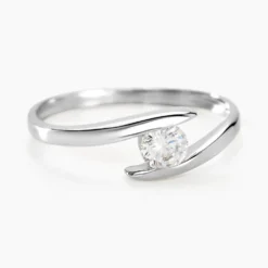 Bague Solitaire Camilia Or Blanc Oxyde De Zirconium