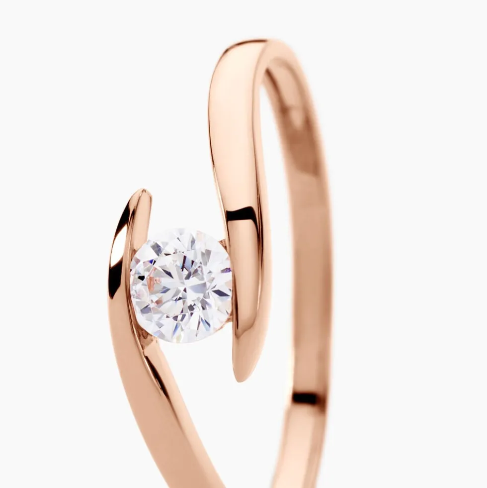 Bague Solitaire Camilia Or Rose Oxyde De Zirconium