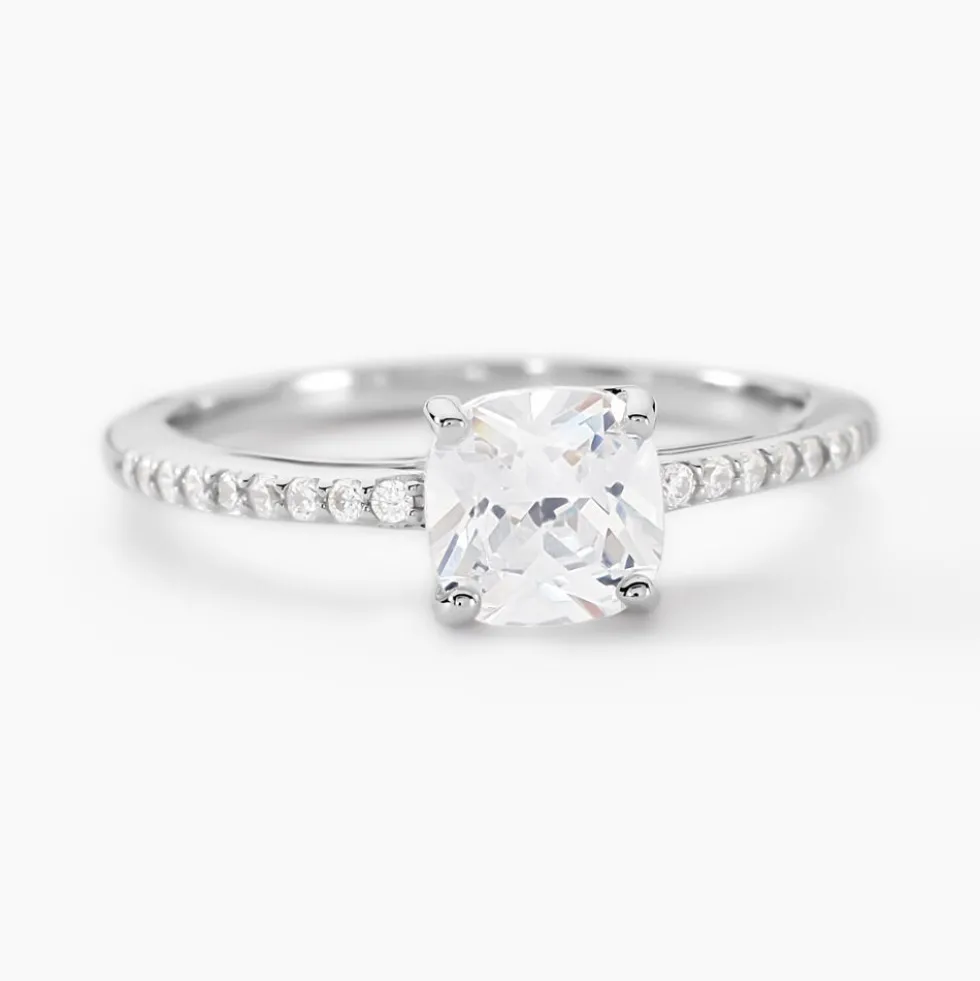 Bague Solitaire Celina Argent Blanc Oxyde De Zirconium