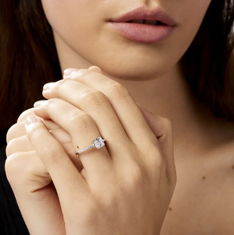 Bague Solitaire Celina Argent Blanc Oxyde De Zirconium