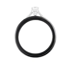 Bague Solitaire Ceramique Argent Blanc Céramique Et Oxyde De Zirconium