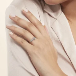 Bague Solitaire Crista Or Jaune Topaze Et Oxyde