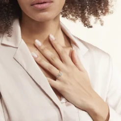 Bague Solitaire Crista Or Jaune Topaze Et Oxyde