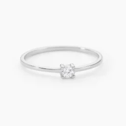 Bague Solitaire 1er Solitaire Argent Blanc Oxyde De Zirconium