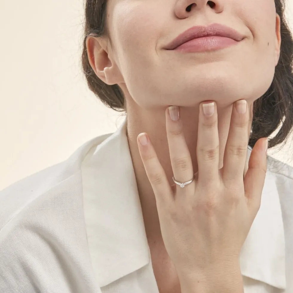 Bague Solitaire Flora Or Blanc Diamant
