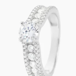 Bague Solitaire Hamane Argent Blanc Oxyde De Zirconium