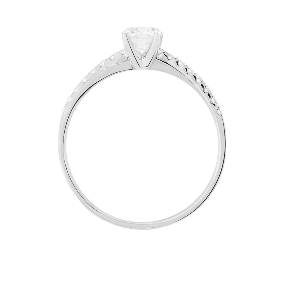 Bague Solitaire Kanel Or Blanc Oxyde De Zirconium