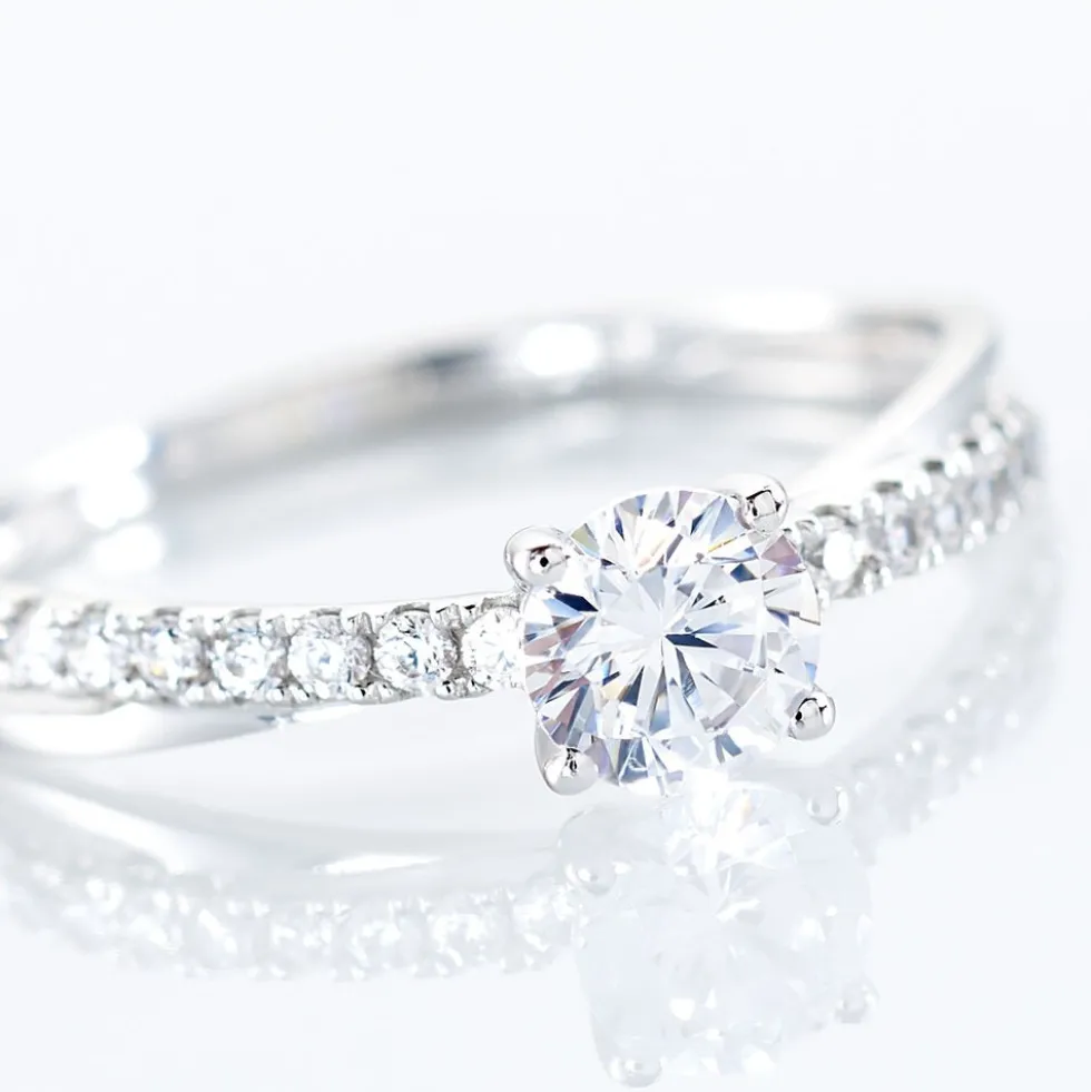 Bague Solitaire Kanel Or Blanc Oxyde De Zirconium