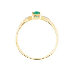 Bague Solitaire Ludmilla Or Jaune Emeraude Et Diamant