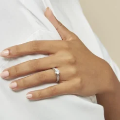 Bague Solitaire Mady Argent Blanc Oxyde De Zirconium