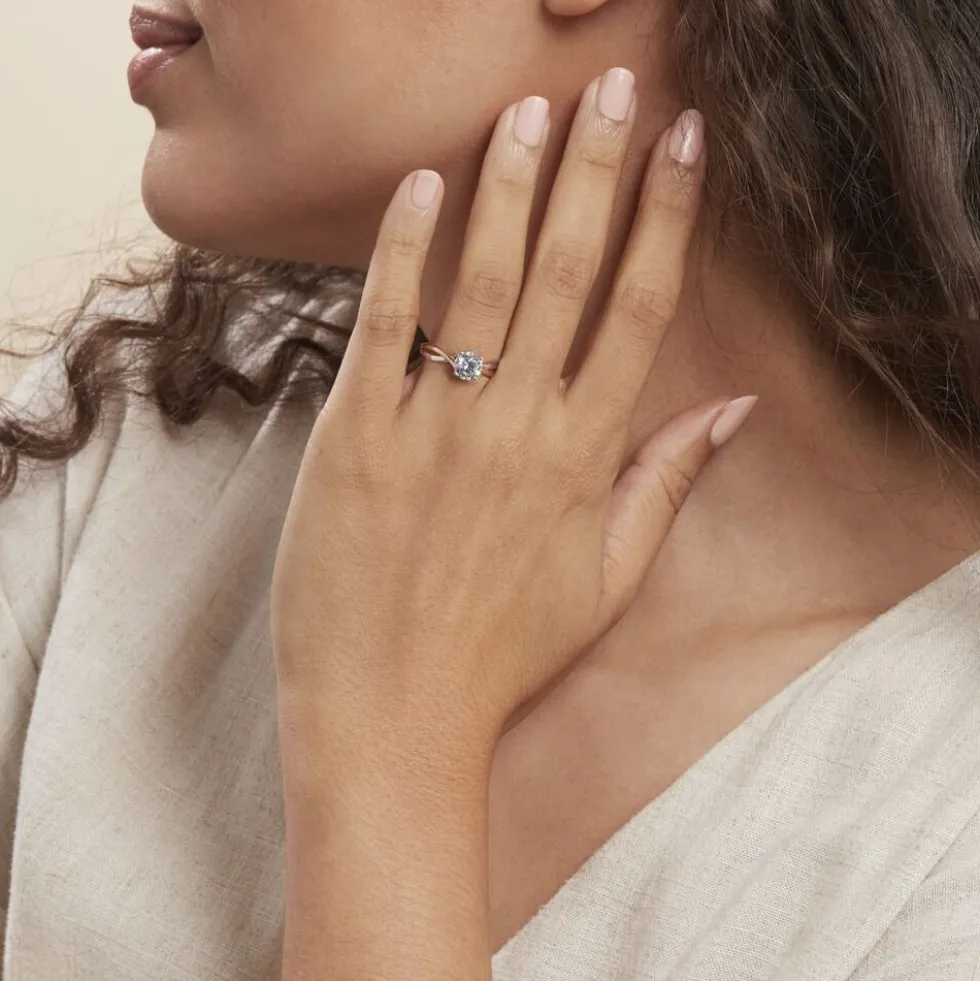 Bague Solitaire Micheline Or Bicolore Oxyde De Zirconium