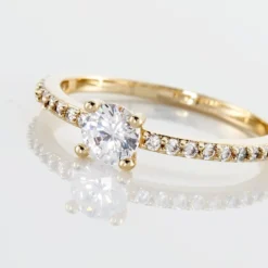 Bague Solitaire Mireilla Plaqué Or Jaune Oxyde De Zirconium