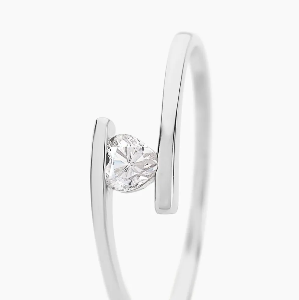 Bague Solitaire Moera Or Blanc Oxyde De Zirconium