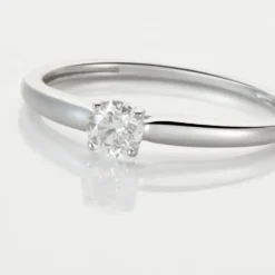Bague Solitaire Or Blanc Flora Diamant