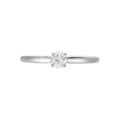 Bague Solitaire Or Blanc Flora Diamant