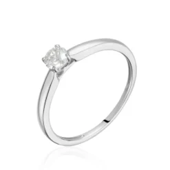 Bague Solitaire Or Blanc Flora Diamant